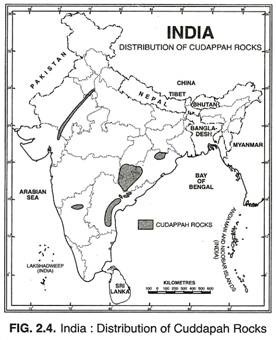 India: Distribution of Cuddapah Rocks