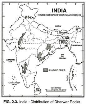 India: Distribution of Dharwar Rocks
